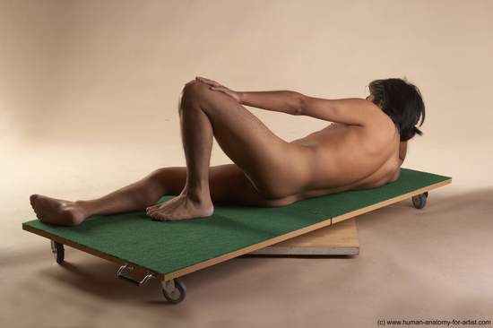 Nude Man Another Laying poses - ALL Slim Medium Laying poses - on side Black Realistic