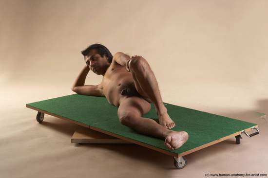 Nude Man Another Laying poses - ALL Slim Medium Laying poses - on side Black Realistic