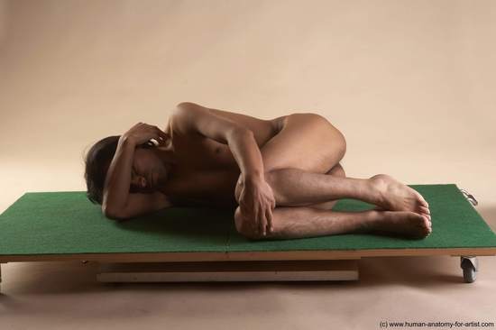 Nude Man Another Laying poses - ALL Slim Medium Laying poses - on side Black Realistic