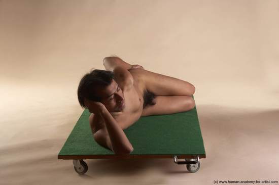 Nude Man Another Laying poses - ALL Slim Medium Laying poses - on side Black Realistic