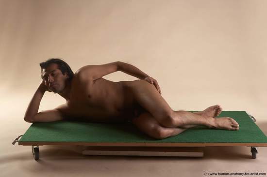Nude Man Another Laying poses - ALL Slim Medium Laying poses - on side Black Realistic