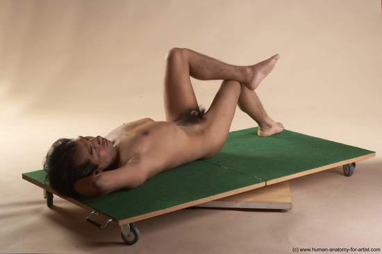 Nude Man Another Laying poses - ALL Slim Medium Laying poses - on side Black Realistic