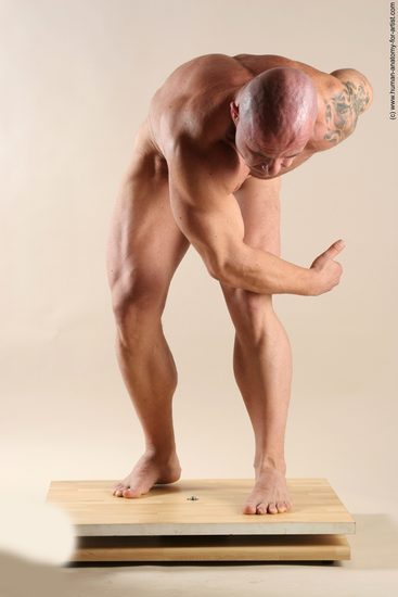 Nude Man White Standing poses - ALL Muscular Short Brown Standing poses - bend over Realistic