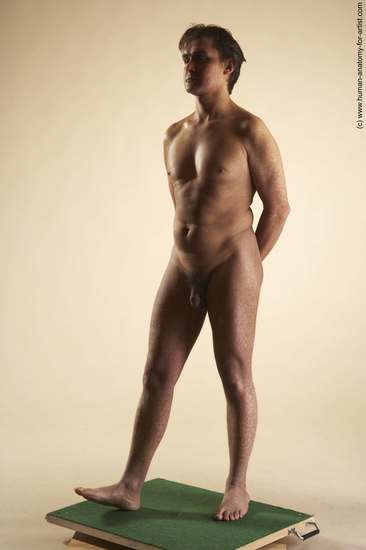 Nude Man White Standing poses - ALL Slim Short Brown Standing poses - simple Realistic