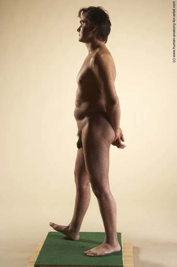 Nude Man White Standing poses - ALL Slim Short Brown Standing poses - simple Realistic