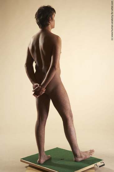 Nude Man White Standing poses - ALL Slim Short Brown Standing poses - simple Realistic