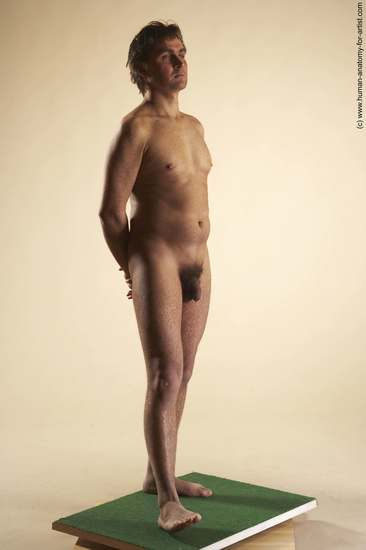 Nude Man White Standing poses - ALL Slim Short Brown Standing poses - simple Realistic