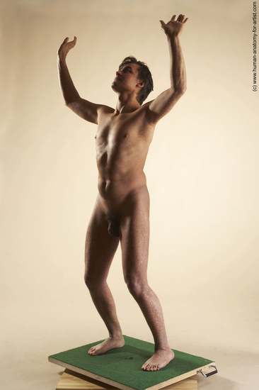 Nude Man White Standing poses - ALL Slim Short Brown Standing poses - simple Realistic