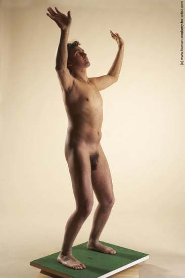 Nude Man White Standing poses - ALL Slim Short Brown Standing poses - simple Realistic