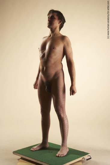 Nude Man White Standing poses - ALL Slim Short Brown Standing poses - simple Realistic