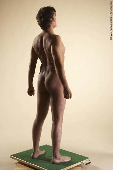 Nude Man White Standing poses - ALL Slim Short Brown Standing poses - simple Realistic