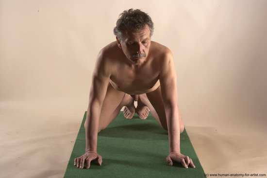 Nude Man White Kneeling poses - ALL Slim Short Grey Kneeling poses - on both knees Realistic