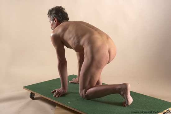 Nude Man White Kneeling poses - ALL Slim Short Grey Kneeling poses - on one knee Realistic