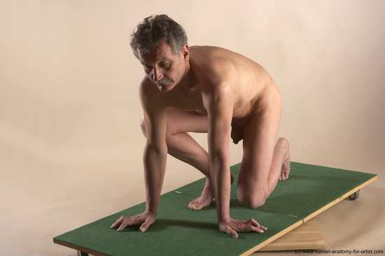 Nude Man White Kneeling poses - ALL Slim Short Grey Kneeling poses - on one knee Realistic