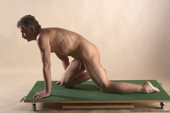 Nude Man White Kneeling poses - ALL Slim Short Grey Kneeling poses - on one knee Realistic