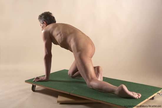 Nude Man White Kneeling poses - ALL Slim Short Grey Kneeling poses - on one knee Realistic