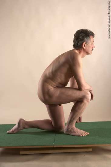 Nude Man White Kneeling poses - ALL Slim Short Grey Kneeling poses - on one knee Realistic