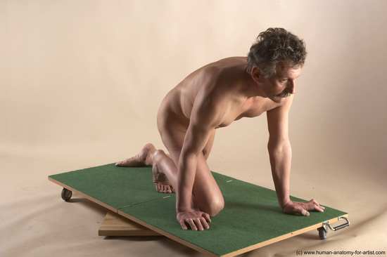 Nude Man White Kneeling poses - ALL Slim Short Grey Kneeling poses - on one knee Realistic