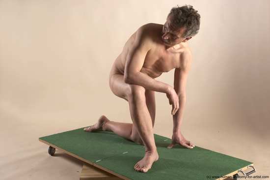 Nude Man White Kneeling poses - ALL Slim Short Grey Kneeling poses - on one knee Realistic