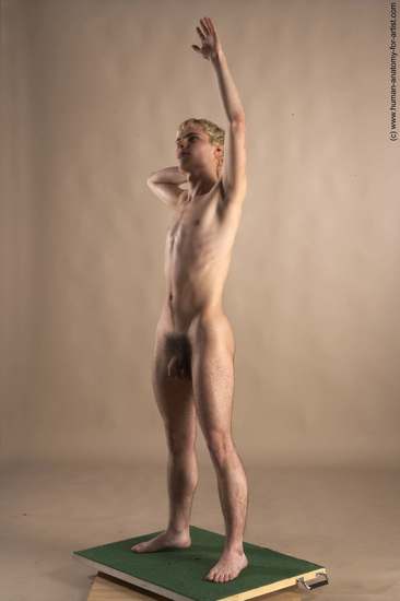 Nude Man White Standing poses - ALL Slim Short Blond Standing poses - simple Realistic