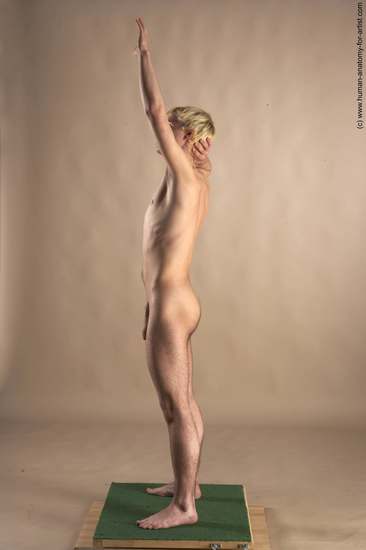 Nude Man White Standing poses - ALL Slim Short Blond Standing poses - simple Realistic