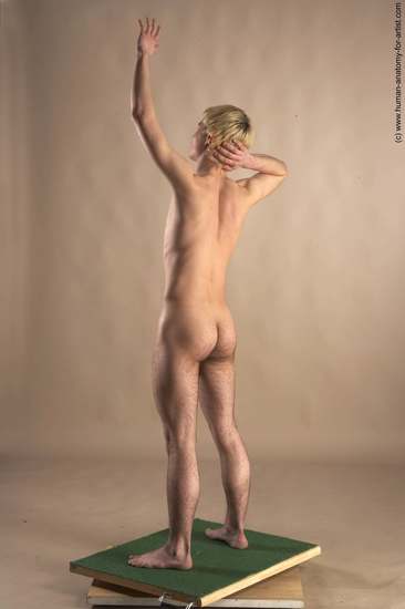 Nude Man White Standing poses - ALL Slim Short Blond Standing poses - simple Realistic