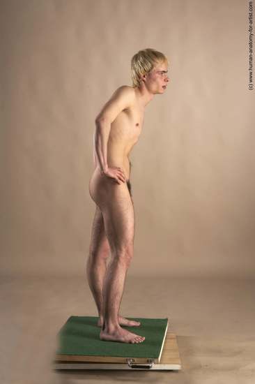 Nude Man White Standing poses - ALL Slim Short Blond Standing poses - simple Realistic