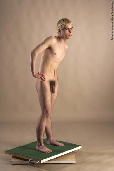 Nude Man White Standing poses - ALL Slim Short Blond Standing poses - simple Realistic