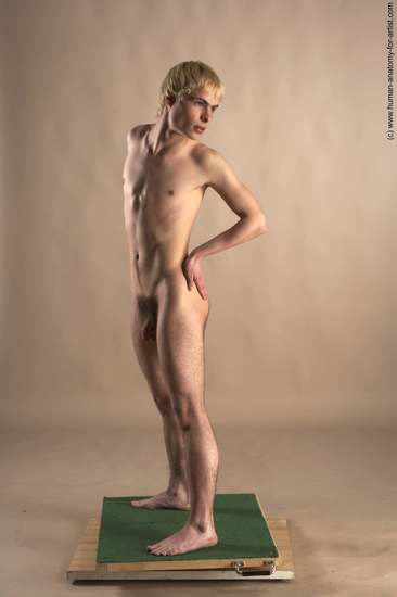 Nude Man White Standing poses - ALL Slim Short Blond Standing poses - simple Realistic