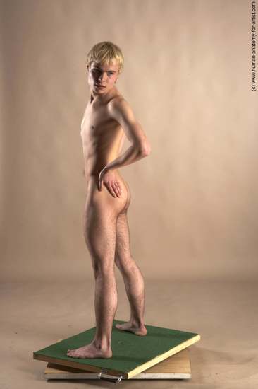 Nude Man White Standing poses - ALL Slim Short Blond Standing poses - simple Realistic