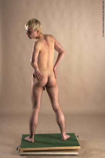 Nude Man White Standing poses - ALL Slim Short Blond Standing poses - simple Realistic