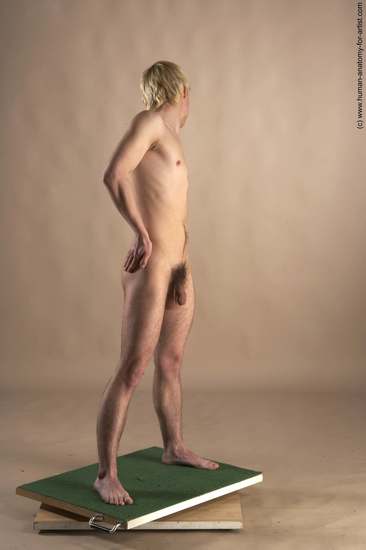 Nude Man White Standing poses - ALL Slim Short Blond Standing poses - simple Realistic