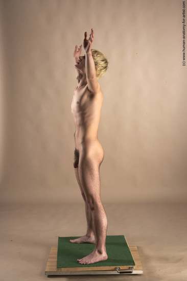 Nude Man White Standing poses - ALL Slim Short Blond Standing poses - simple Realistic