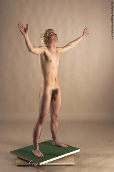 Nude Man White Standing poses - ALL Slim Short Blond Standing poses - simple Realistic