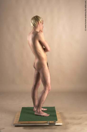 Nude Man White Standing poses - ALL Slim Short Blond Standing poses - simple Realistic