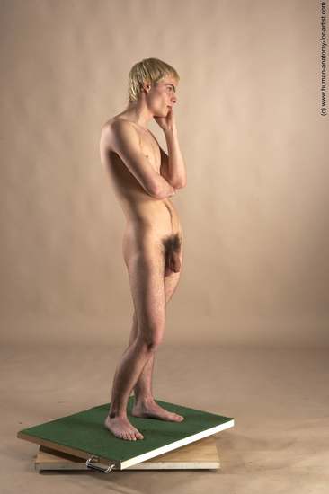 Nude Man White Standing poses - ALL Slim Short Blond Standing poses - simple Realistic