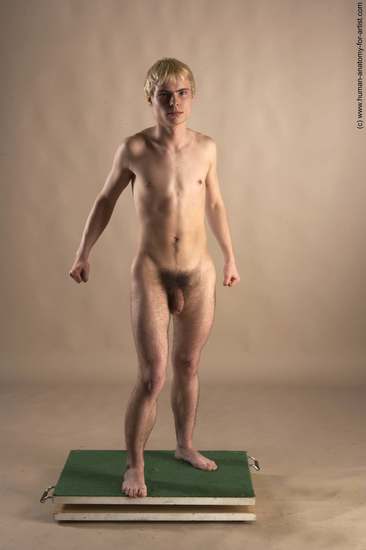 Nude Man White Standing poses - ALL Slim Short Blond Standing poses - simple Realistic