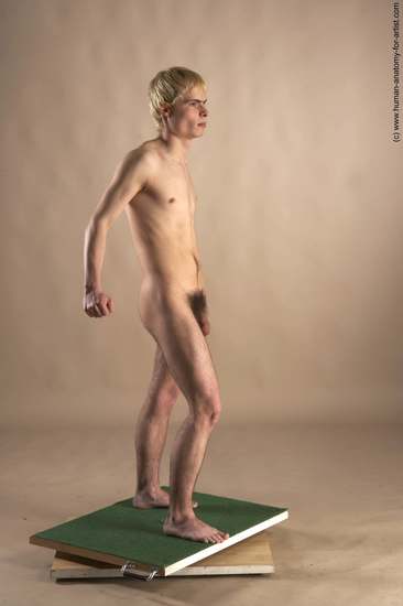 Nude Man White Standing poses - ALL Slim Short Blond Standing poses - simple Realistic