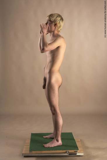 Nude Man White Standing poses - ALL Slim Short Blond Standing poses - simple Realistic