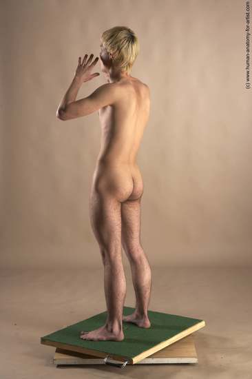 Nude Man White Standing poses - ALL Slim Short Blond Standing poses - simple Realistic