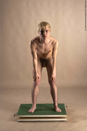 Nude Man White Standing poses - ALL Slim Short Blond Standing poses - simple Realistic