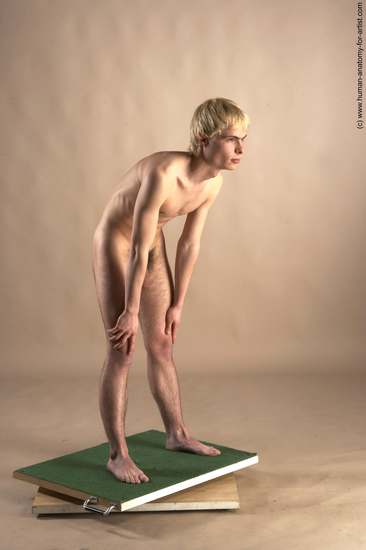 Nude Man White Standing poses - ALL Slim Short Blond Standing poses - simple Realistic