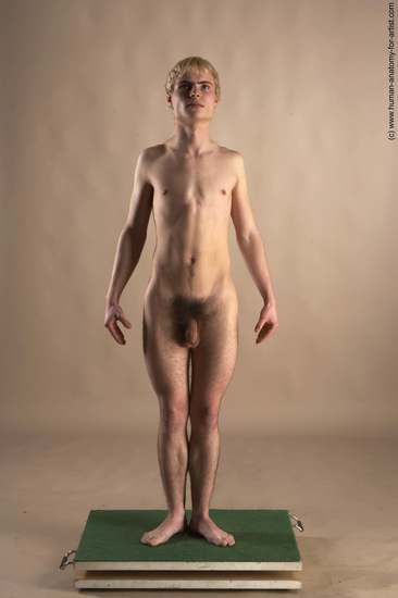 Nude Man White Standing poses - ALL Slim Short Blond Standing poses - simple Realistic