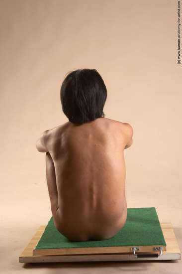 Nude Man Another Sitting poses - simple Slim Short Black Sitting poses - ALL Realistic