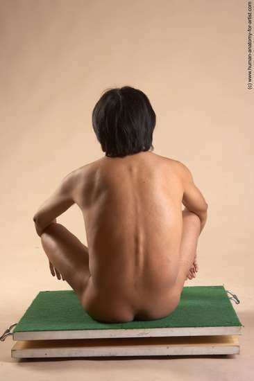 Nude Man Another Sitting poses - simple Slim Short Black Sitting poses - ALL Realistic