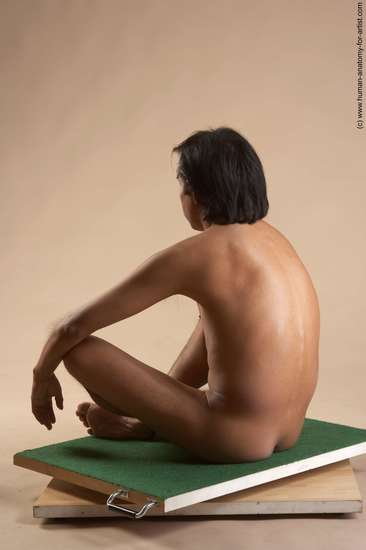 Nude Man Another Sitting poses - simple Slim Short Black Sitting poses - ALL Realistic