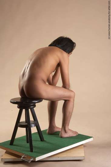 Nude Man Another Sitting poses - simple Slim Short Black Sitting poses - ALL Realistic