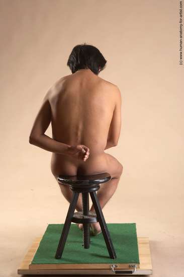 Nude Man Another Sitting poses - simple Slim Short Black Sitting poses - ALL Realistic