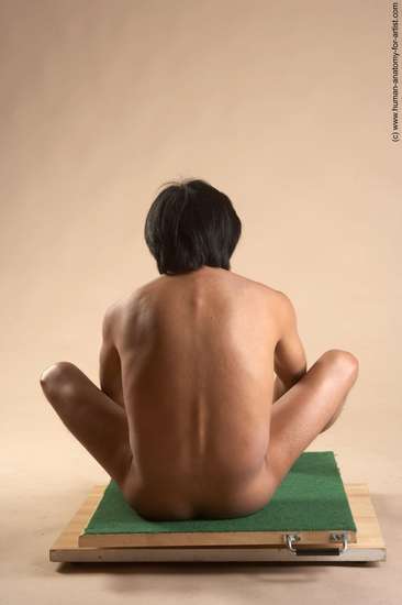 Nude Man Another Sitting poses - simple Slim Short Black Sitting poses - ALL Realistic