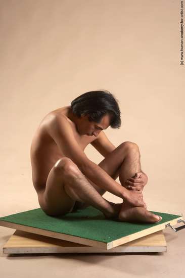 Nude Man Another Sitting poses - simple Slim Short Black Sitting poses - ALL Realistic